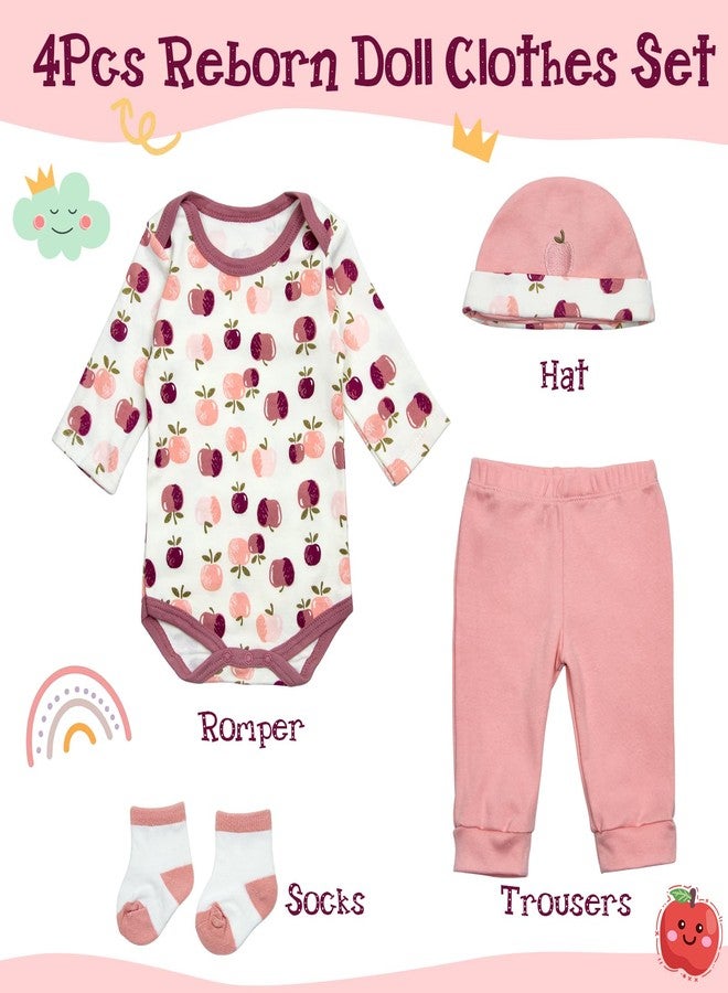 Pedolltree Reborn Baby Doll Clothes Girl Outfit Accessories for 17-22 Inch Reborn Dolls Baby Girl Doll Clothes 4pcs Set - Image 3